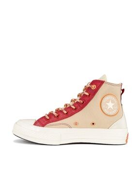 Converse Women’s or Men’s High Top Sneaker - Beige & Red Trim. ASO Outer Banks
